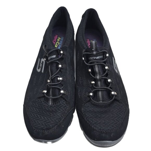 Skechers Flex Slip on Lightweight Memory Foam Comfort Black Sneaker Shoes - Picture 6 of 8